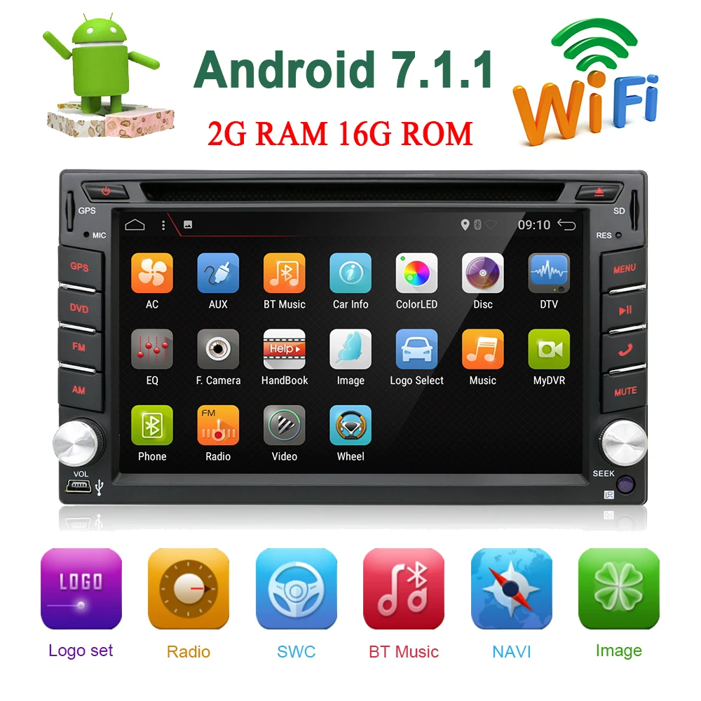 

Bosion 6.2inch Android 7.1.1 Car Multimedia DVD CD Player MP5 MP3 GPS Navigation WIFI 3G/4G AUX RDS FM AM RDS MIRROR LINK