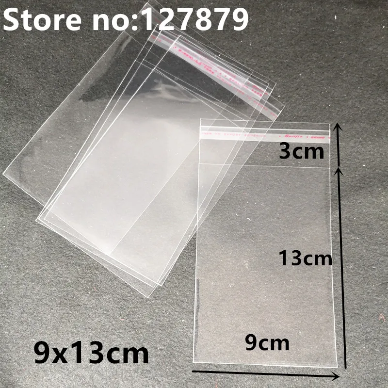 6 размеров, прозрачный самоклеящийся целлофановый пакет для виолончели, самоуплотняющийся пластиковый пакет для упаковки конфет, герметичный упаковочный мешочек кисет для печенья - Цвет: 9x13cm