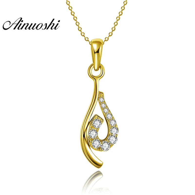 

AINUOSHI 10K Solid Yellow Gold Pendant Droplet Pendant SONA Diamond Women Men Jewelry Twisted Teardrop Pattern Separate Pendant