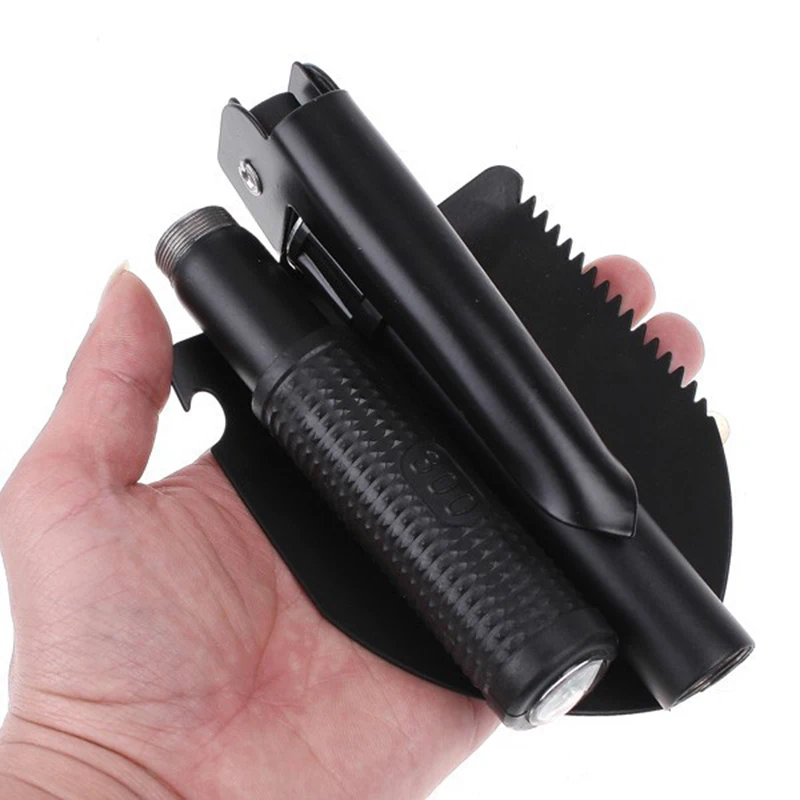 Hot sale Multi-function Portable Folding Camping Shovel Survival Spade Trowel Dibble Pick Emergency Garden Outdoor Tool(black