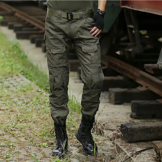 Tactical Pants Military Cargo Pants Men Knee Pad SWAT Army Airsoft Camouflage Clothes Hunter Field Combat Trouser Woodland - Цвет: Without knee pads