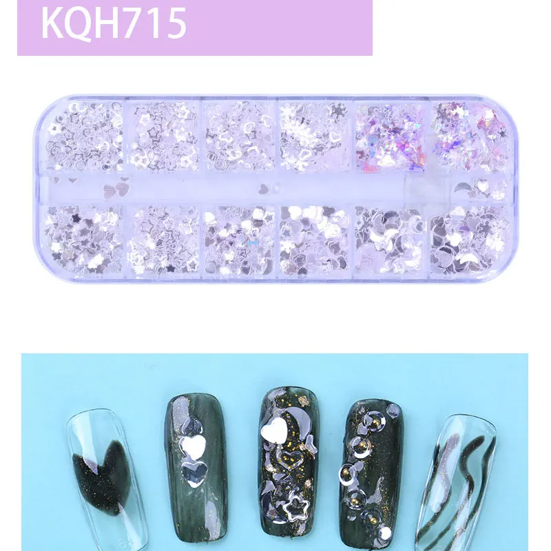 1 коробка, мульти размер, сделай сам, блестка для ногтей, Плоские наклейки, 3D дизайн ногтей, украшения, очаровательные наклейки, Стразы для ногтей, аксессуары для маникюра - Цвет: KQH715