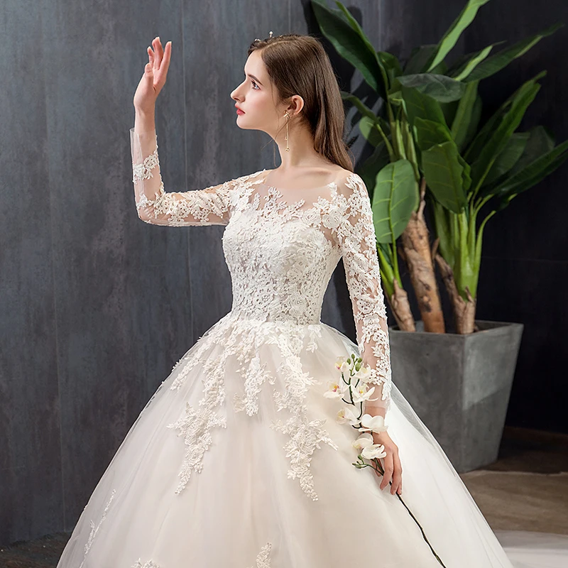 US $55.62 Mrs Win Full Sleeve Wedding Dresses 2021 Lace New Luxury Muslim Ball Gown Wedding Dress Custom Made Vestido De Noiva X