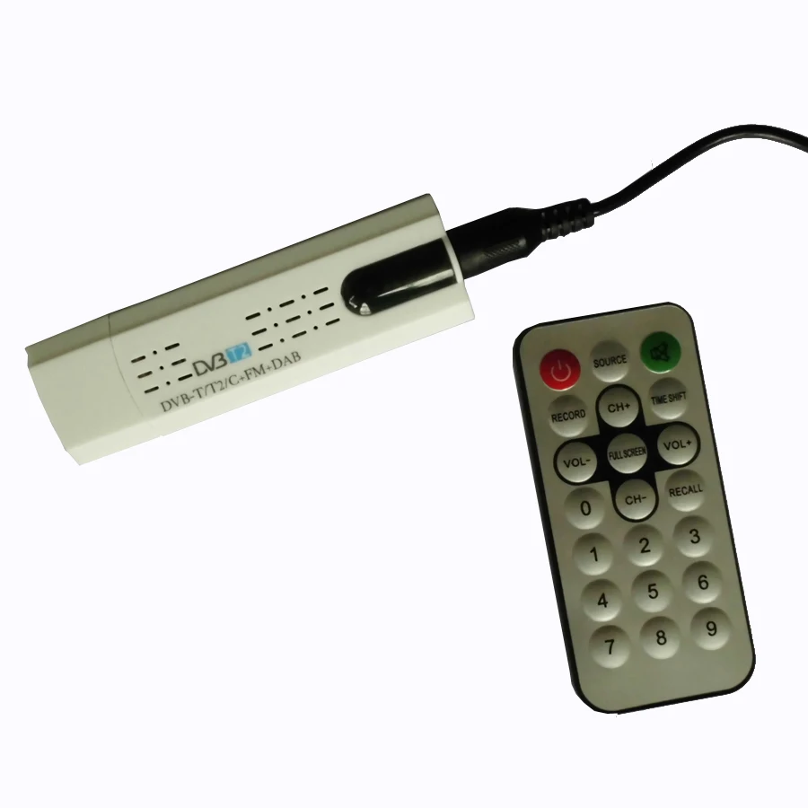 Mugast Digital DVBT2 TV Stick Tuner,Tragbar USB 2.0 DVB-T2//T//C+FM+DAB+SDR HDTV Receiver mit Antenne,Digitaler HDTV Stick Empf/änger Fernbedienung Tuner Receiver f/ür PC Computer