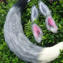 Лисий Хвост уха сексуальный хвост аниме Хэллоуин вечерние аксессуары для косплея стиль Able серый белый микс хвост+ красные уши