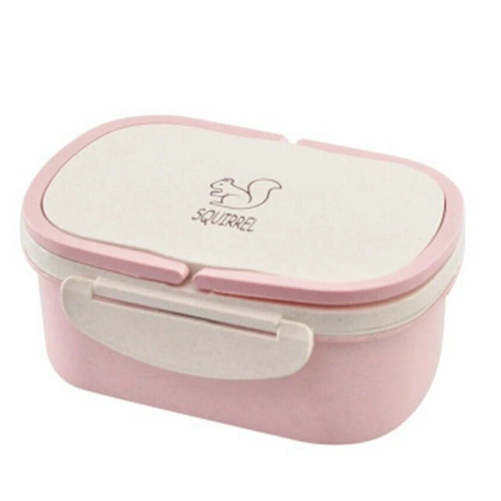 With Handle Double Layer Wheat Straw Portable Children Lunch Box Japanese Style Microwave Bento Storage School Leak Proof Picnic | Дом и сад