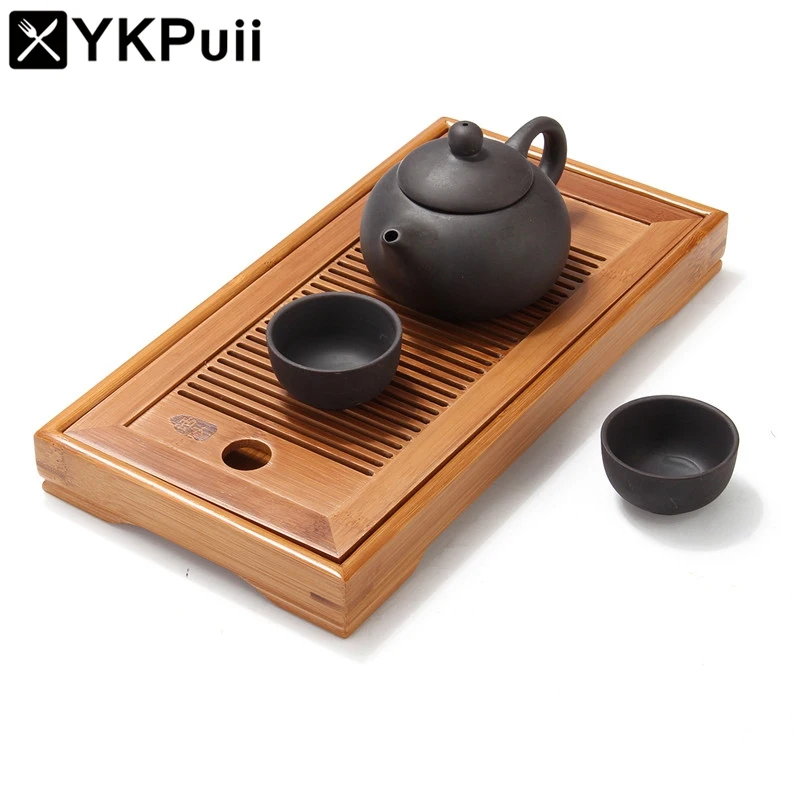 Elegant Chinese Bamboo Tray Classic Kung Fu Tea Set Table Serving Tray Small Natural Traditional For