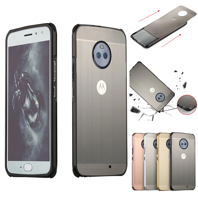 

For Motorola Moto E5 Plus Case for Moto E5+ Brushed Back Cover Hard Case with Plating Metal Frame Case for Moto E5 Plus cover