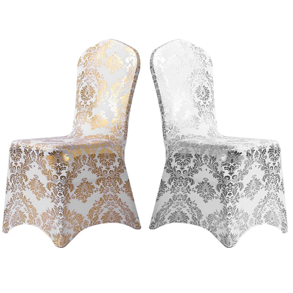 Bronzing Gold Printed Chair Cover Stretch Spandex Universal Wedding Chair Covers For Restaurant Banquet Hotel Dining Party Chair Cover Aliexpress