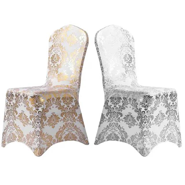 Gold Silver colour print chair cover pattern lycra chair cover for