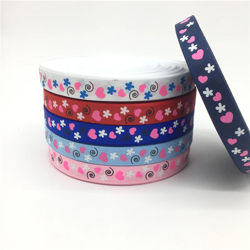 6 colors 3/4&quot(20mm) 5 yards Printed Flower Grosgrain Ribbon For Belt Gift Packing Wedding Decoration Christmas Supplies | Дом и сад