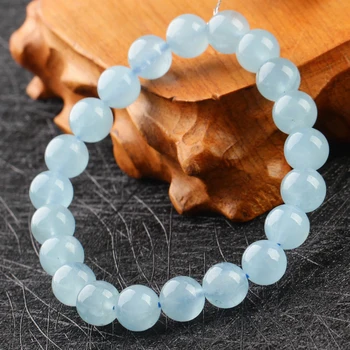 

Natural aquamarine bracelet Women sea blue stone