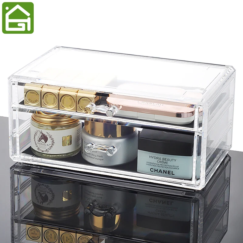 

Transparent Acrylic Makeup Jewelry Storage Drawers 2 Large Cosmetics & Accessories Chest of Drawer Jewelry Caskets Acrylic Box