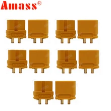 10 connecteurs de mise à niveau AMASS XT60U XT60 avec fiche banane plaquée or de 3.5mm (5 paires)
