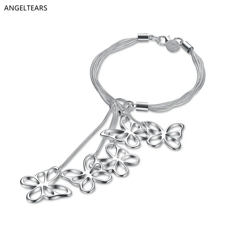 Silver Color Charm Butterfly Pendant Bracelet Women Fashion Party 