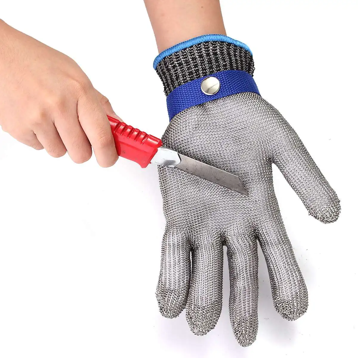 

Size S Safety Cut Proof Stab Resistant Stainless Steel Wire Metal Mesh Glove High Performance Level 5 Protection