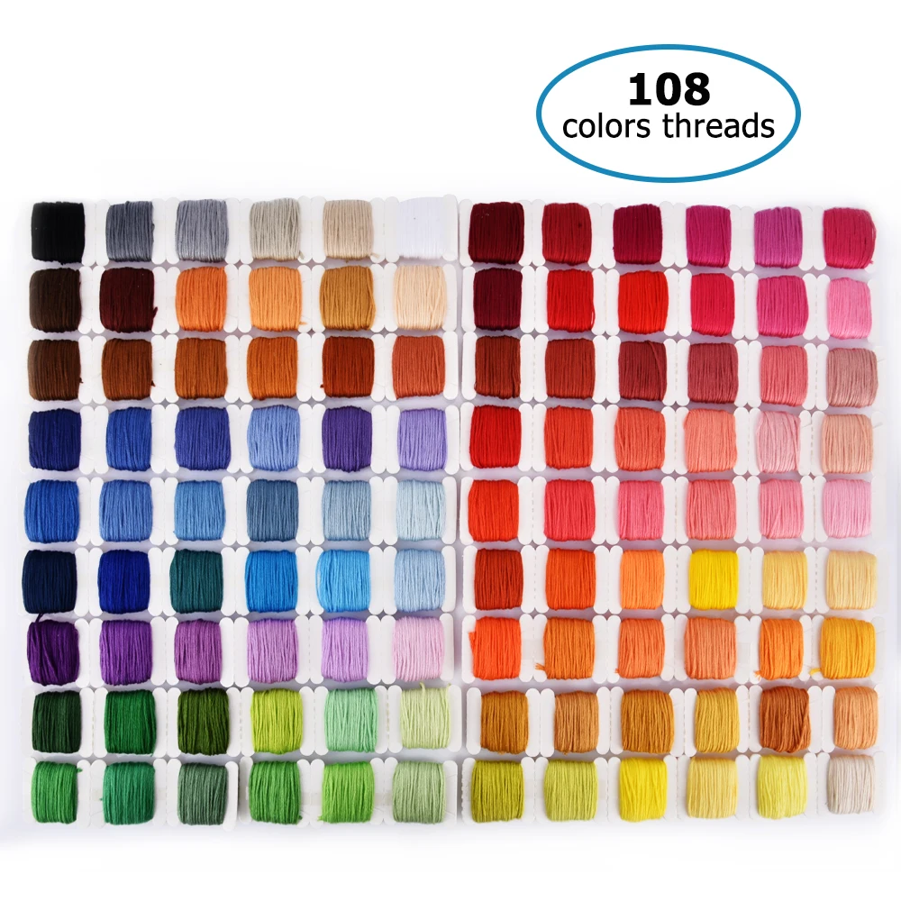 108 цвет вышивка нить Вышивка крестом комплект с резьбой бобины для шитья иглы коробка для хранения вышивка стартовый набор