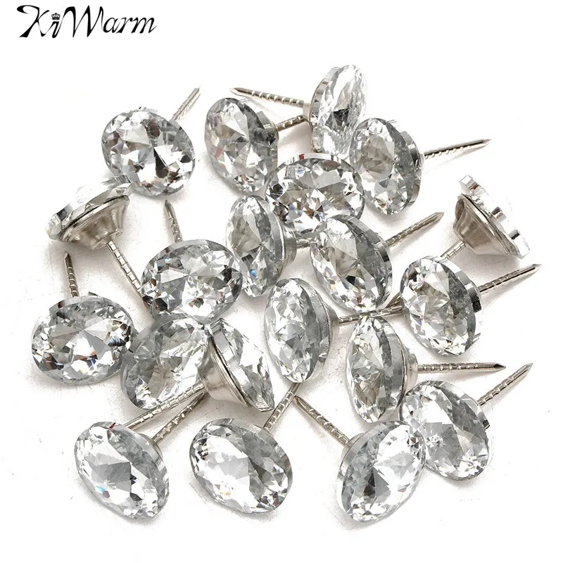 

20Pcs/Set Diamond Pattern Crystal Upholstery Nails Button Tacks Studs Pins 20mm Dia Sofa Wall Decoration Furniture Accessories