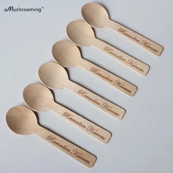 

x10.000 Small Round Spoon with Personalized Text Name | Wooden mini Spoons for Ice Cream Yogurt Jam Jars Party Decoration 10cm