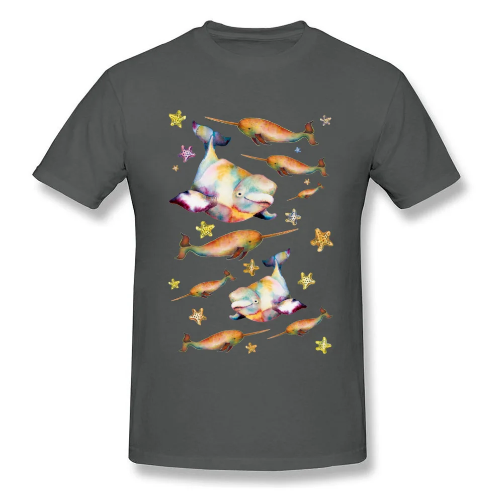 Party T Shirts 2018 Fashion Short Sleeve Group 100% Cotton O-Neck Men Tops T Shirt Custom Tops Shirts Thanksgiving Day Beluga and Narwhal among the Starfish Stars carbon