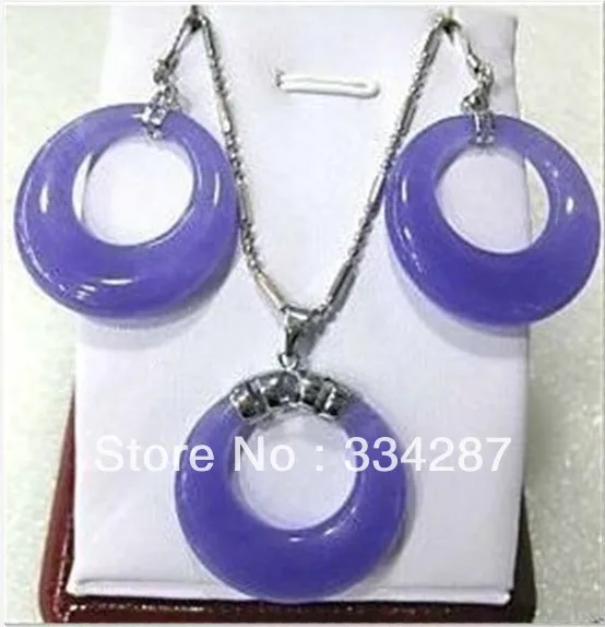 

Charming purple jade earring pendant Set