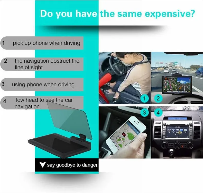 Совершенно универсальный HUD Дисплей Автомобильный держатель Подставка gps смартфон навигация проектор отражение доска панель скорость предупреждение