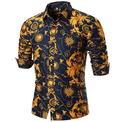 Бесплатная Страусиная индивидуальная Мужская рубашка с цветочным принтом Летняя Повседневная тонкая рубашка с длинными рукавами Мужская