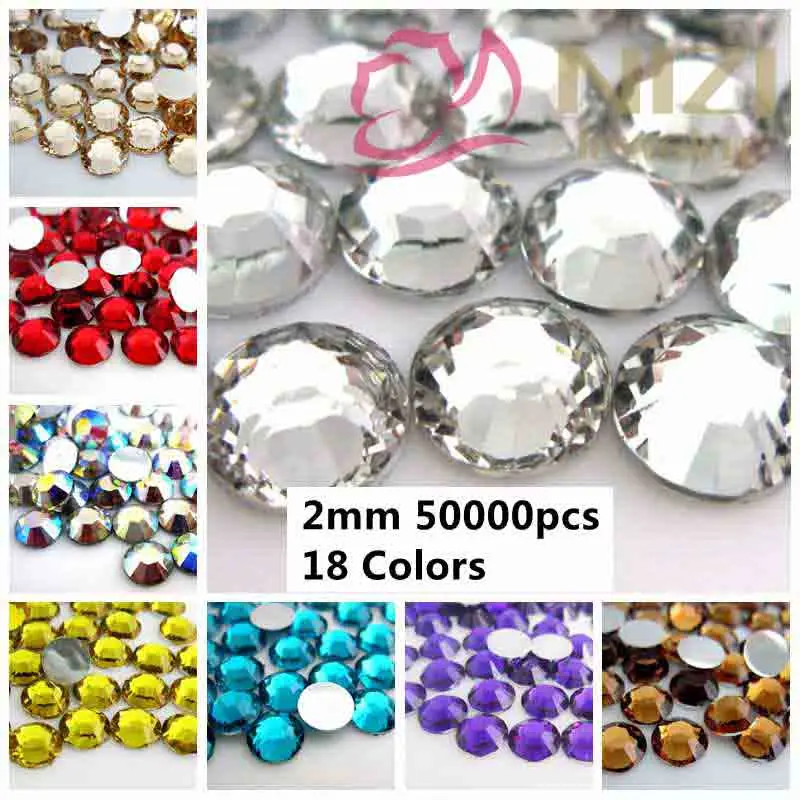 Many Colors Resin Rhinestones 50000pcs 2mm ss6 Glue On Stones Flatback