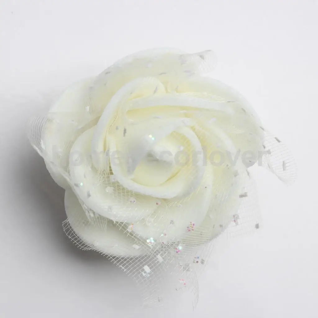 50 Pieces Many Color Mini Artificial Foam Mesh Rose Flower Heads Embellishment for Wedding Crafts 4cm