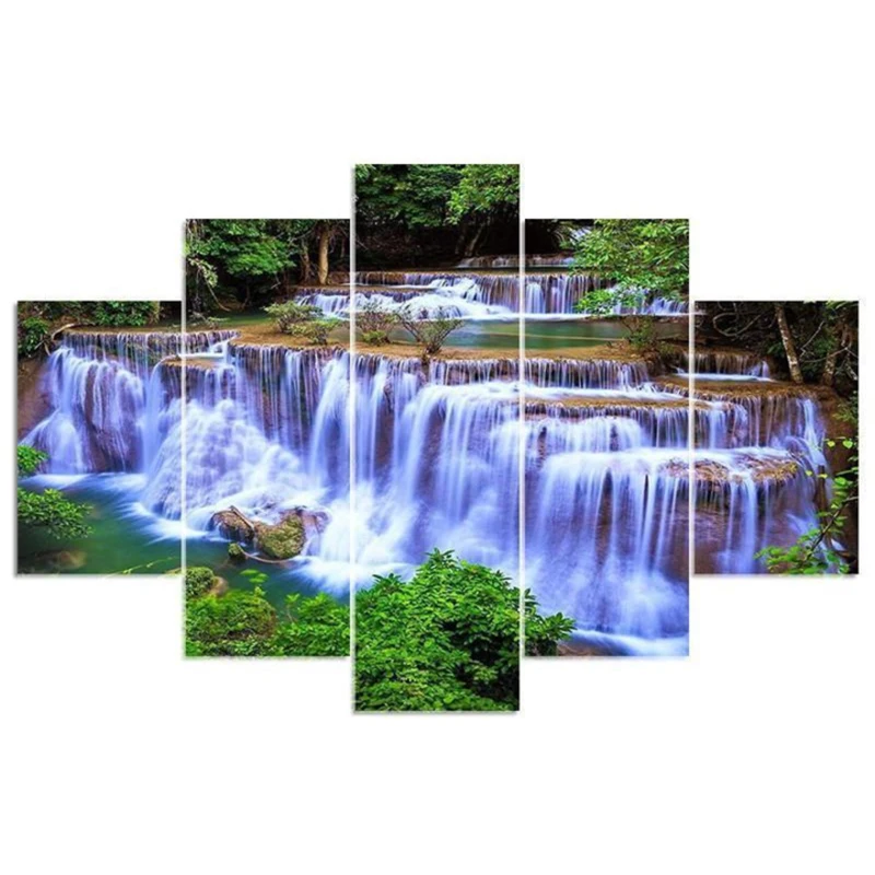 5d diy diamond embroidered mountain waterfall 5PCS painting cross stitch full square rhinestone multi-screen | Дом и сад