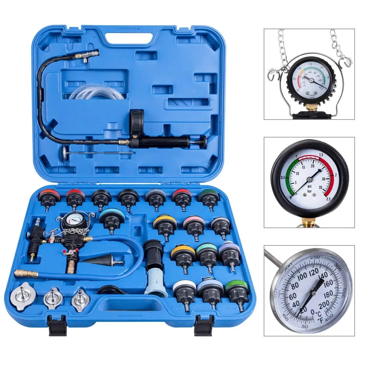 

MR CARTOOL 28pcs Car Radiator Pressure Tester Vacuum-Type Cooling System Refill Kit