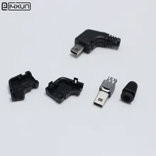 2 комплекта мини-usb 8-контактный штекер 8 P никелированный угловой разъем 4 в 1 DIY черные вилки для цифровой камеры