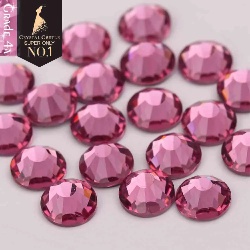 

Crystal Castle 4A glass flatback rhinestone Rose non hot fix crystal none glue no hotfix strass rhinestones for nail Art Craft