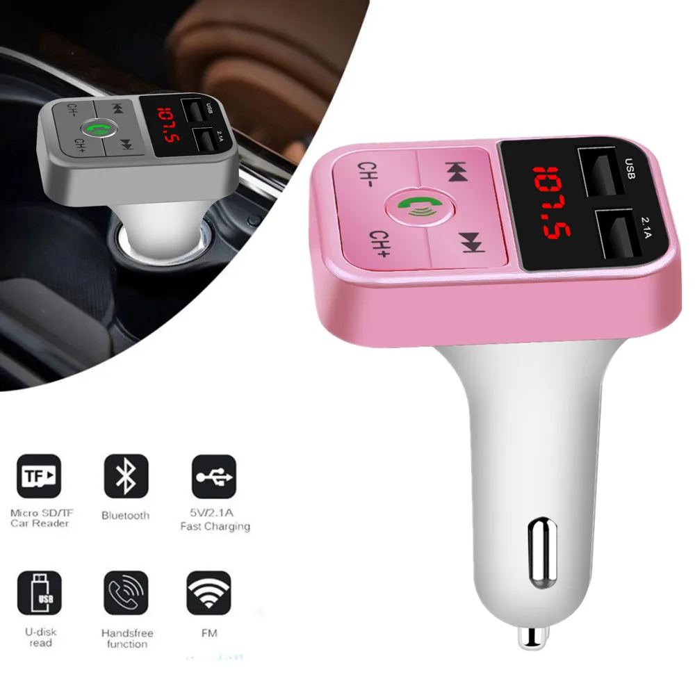 USB AUX Bluetooth FM передатчик Handsfree Car Kit Беспроводной приемник TF карта с микрофоном 2.1A