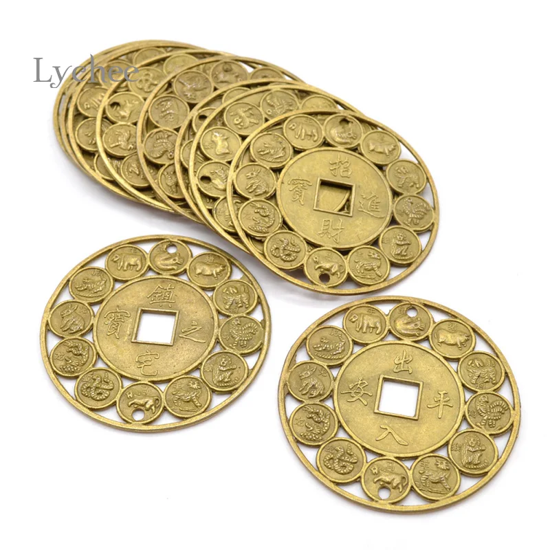 

Lychee 10 Pieces Vintage Style Chinese Zodiac Lucky Feng Shui Coins Random