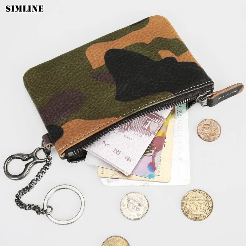 Мужской кошелек SIMLINE из натуральной кожи винтажный тонкий мини бумажник на