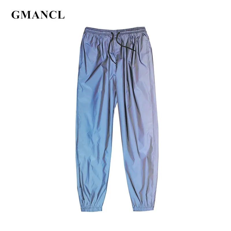

Men Streetwear Elastic waist Reflective Night Sweatpants male Skateboard fashion Harajuku Loose Hip hop Jogger casual pants
