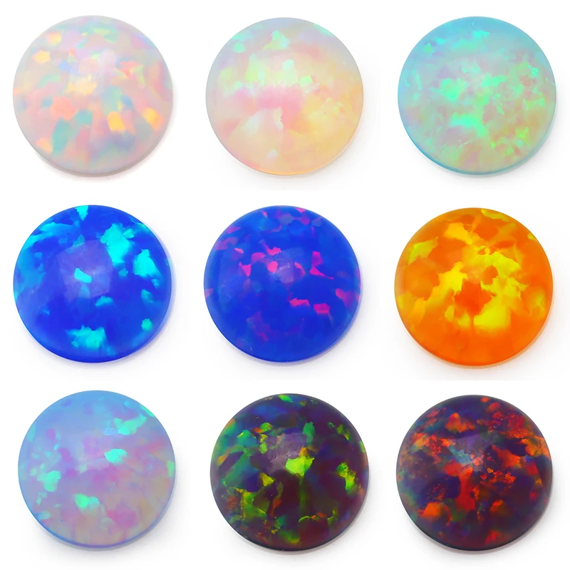 

6~8mm Purple Orange Blue Color Round Cabochon Synthetic Opal Stone