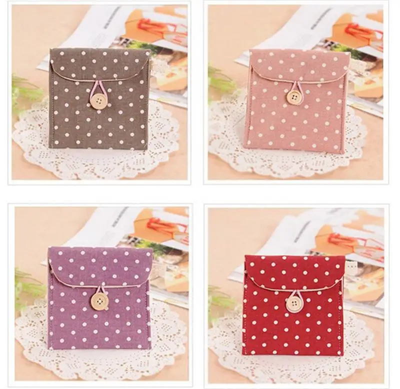 Cute Brief Cotton Full Dots Sanitary Napkin Bags Sanitary Towel Storage