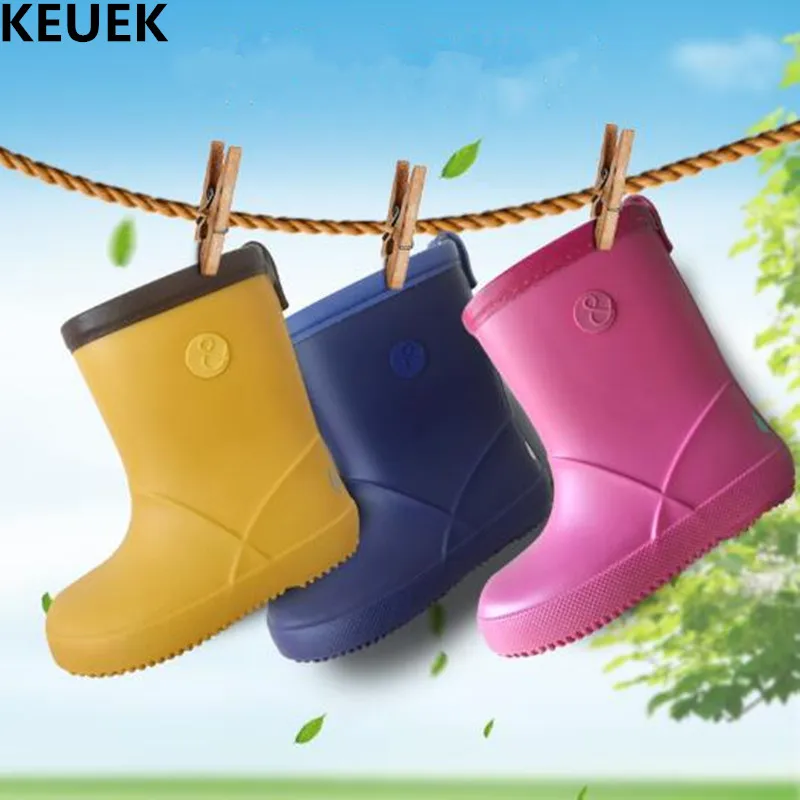 

New Children Rain Boots Baby Toddler Spring/Autumn Rain Shoes Boys Girls Slip-On Mid-Calf High Boots Kids Shoes 03