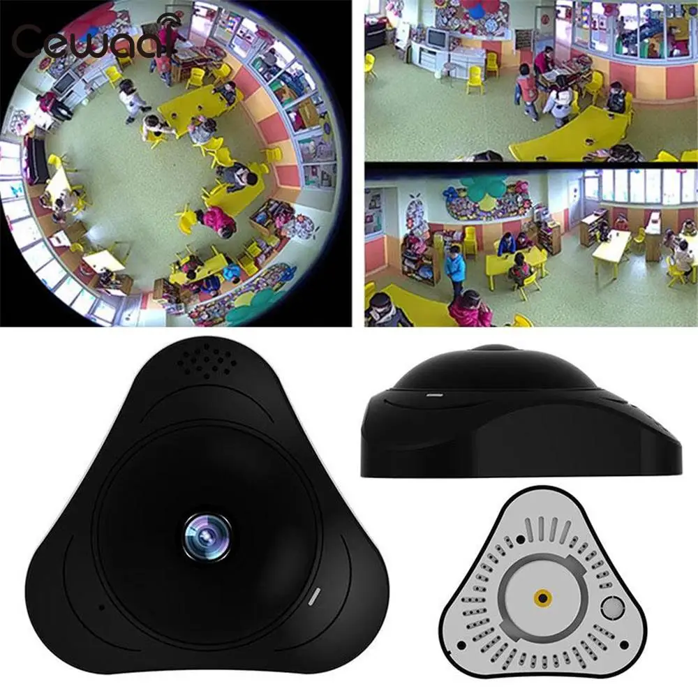Cewaal 360 Degree Wide Angle Fisheye Panoramic Panorama IP VR Camera CCTV Cam Video IR Night Vision US plug Camcorder Cam