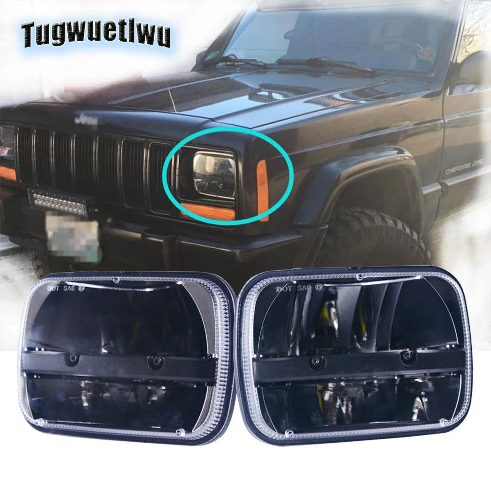 Светодиодный ные прямоугольные фары 5x7 7x6 дюймов светодиодный для Jeep Wrangler GMC Savana