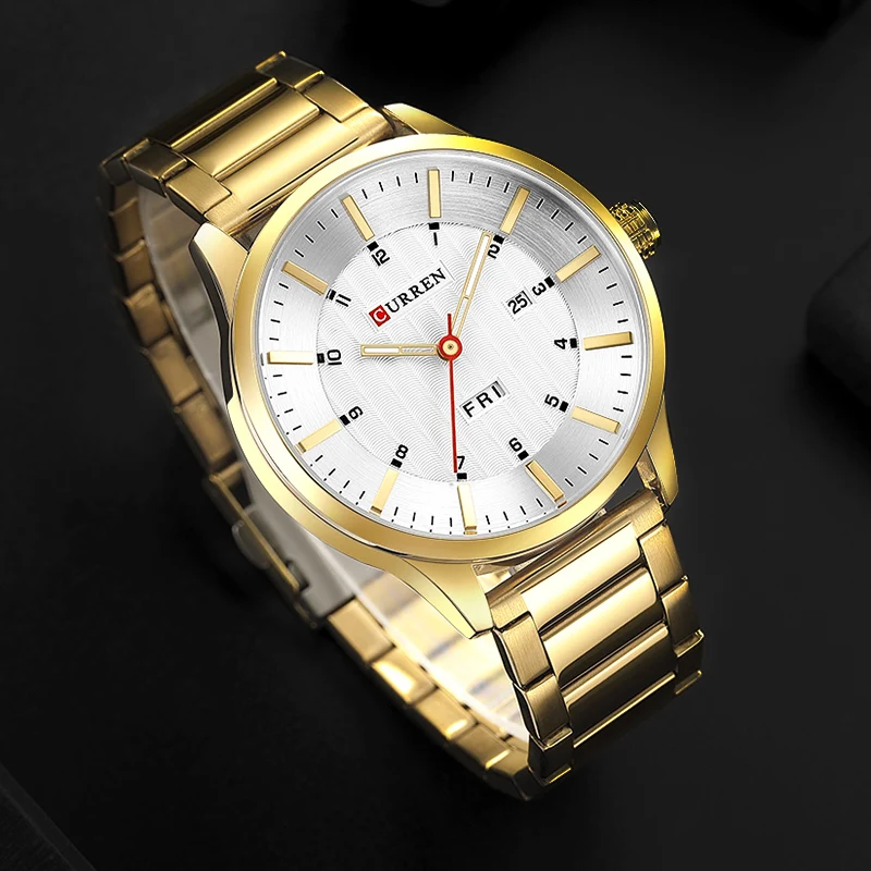 

CURREN Luxury Brand New Men Quartz Watch Men's Stainless Steel Business Gold Watches Male Waterproof Fashion Date Analog Clock