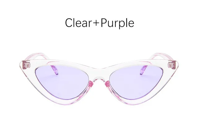 Сексуальные солнцезащитные очки кошачий глаз, тени для женщин, модные брендовые женские винтажные Ретро треугольные очки с дизайном «кошачие глаза» oculos feminino солнцезащитные очки - Цвет линз: Clear Purple