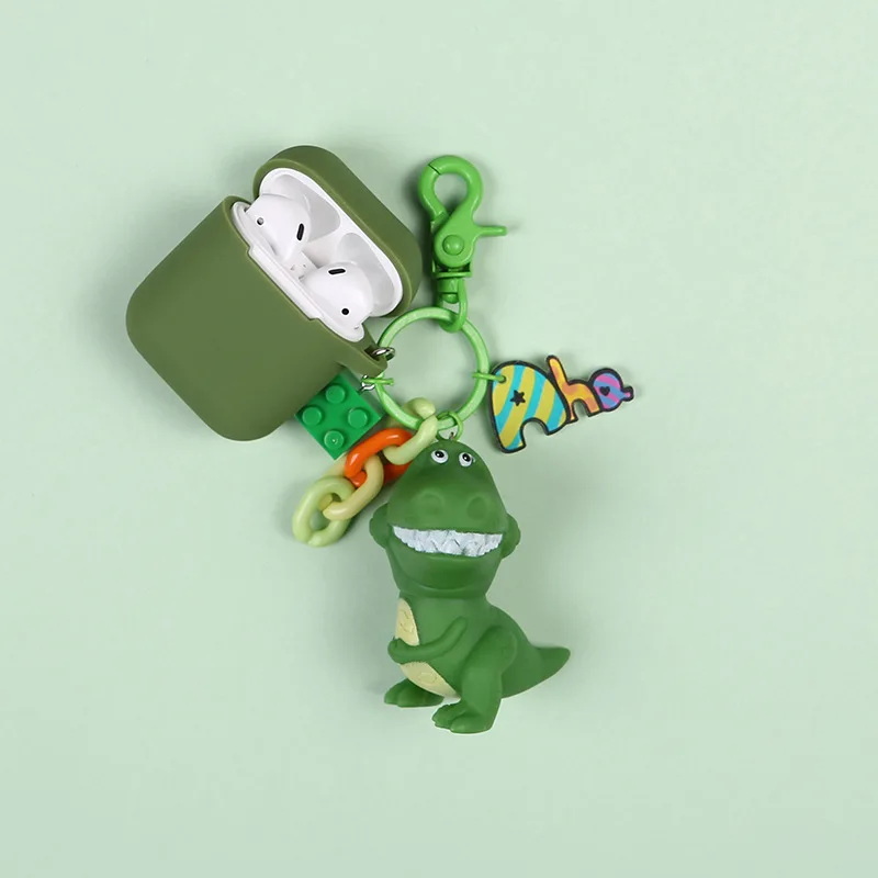 

Cute Cartoon Hold the Dragon Keychain Key Ring Headphone Earphone Case For Apple Airpods Accessories cute silicone cover