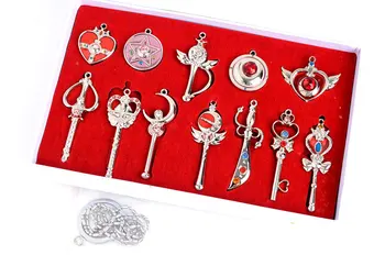 

Japan Anime Sailor Moon 12PCS/LOT Metal Pendant Ring Brooches PVC Action Figure Cosplay Toys Free Shipping