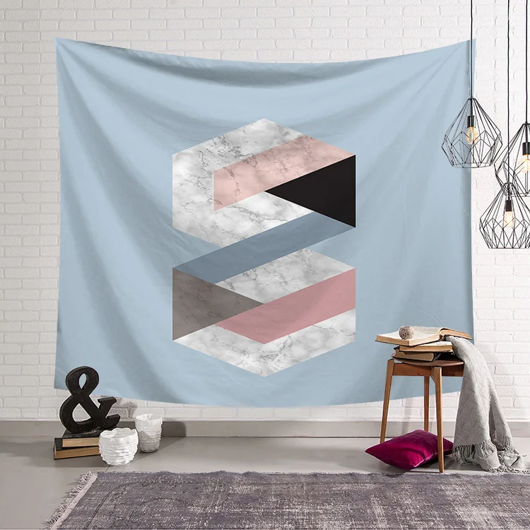 Nordic geometric tapestry rose gold home decor picnic mat marble pattern beach rug  (4)