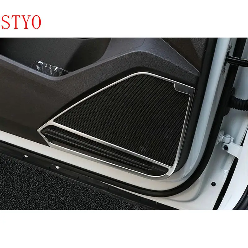 

STYO Car Stainless Steel Front & rear Door Speaker Cover Trim for Tiguan 2017 2018