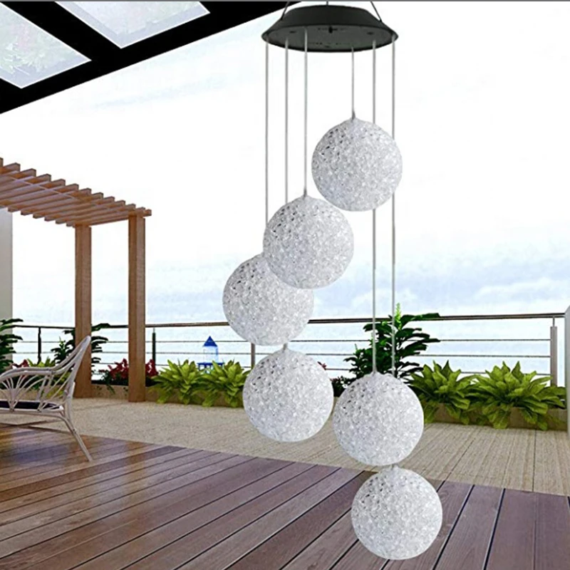 LED Solar Multicolor Hanging lamp waterproof Wind bell light Outdoor Festival Party lighting Garden Night Decoration Chandelier