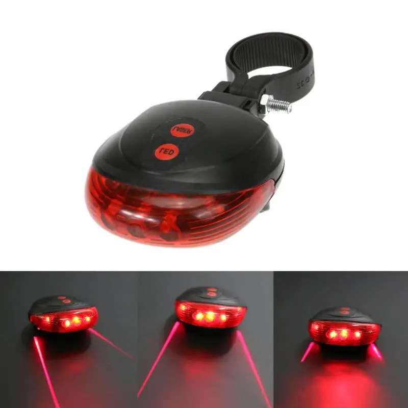 

Bicycle Tail Light Safety Warning Cycling Bicycle Rear Lamp 5 LED Flashing 2 Laser Bike Rear Light Bicicleta Caution Light